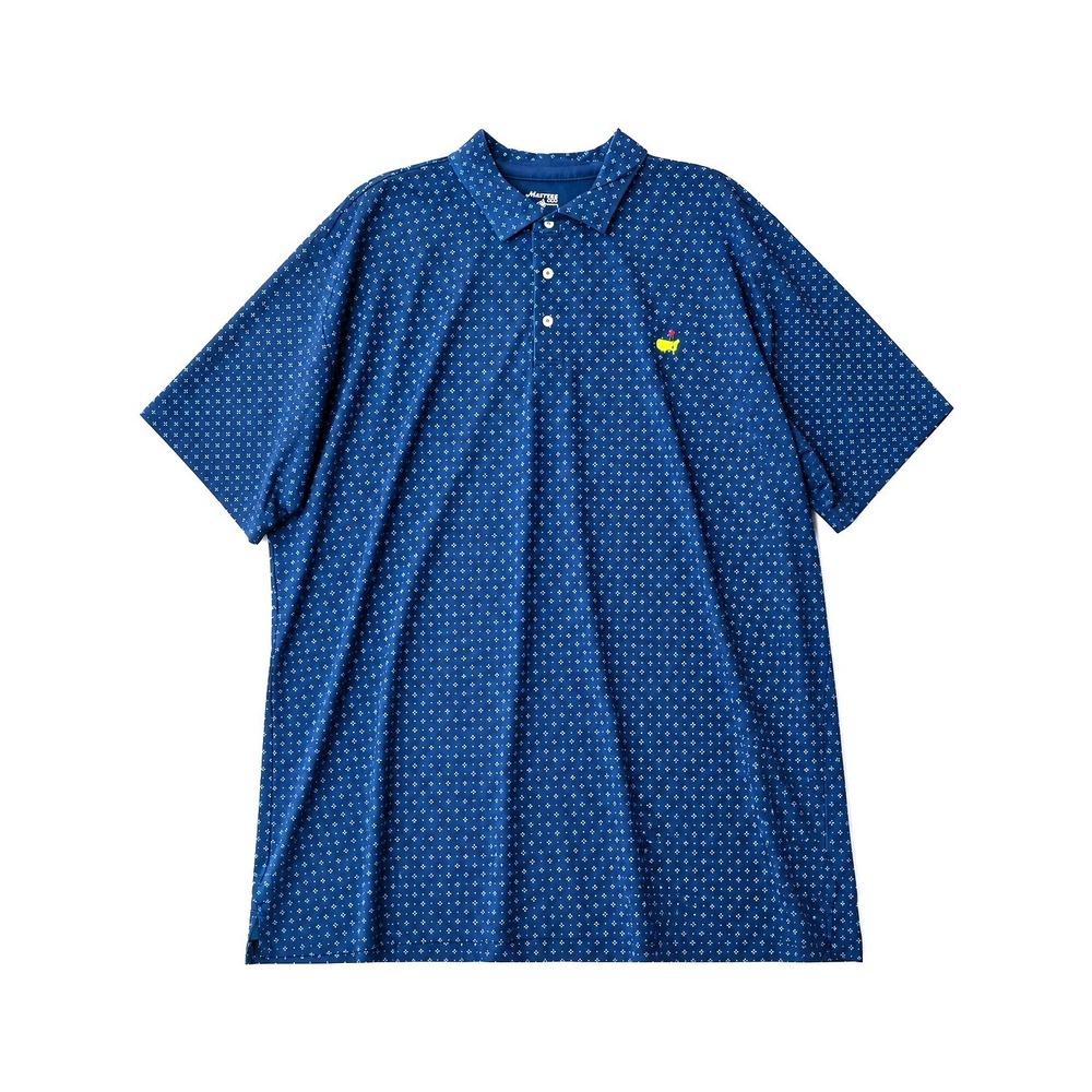 Masters Tech Allover Print Golf Polo Shirt Men 4XL Blue Performance Preppy AOP